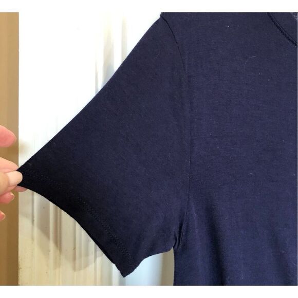 ZENANA - NWOT - L Sz Small - Short-Sleeve Tunic-Length Top w/Peplum in Navy Blue - Picture 6 of 12